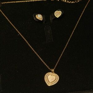 Mother of Pearl Heart Locket and Earring Set